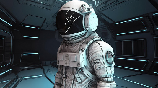 vr虚拟技术背景图片_虚拟世界宇航员计算机生成的头像与 VR 眼镜在 3D 渲染