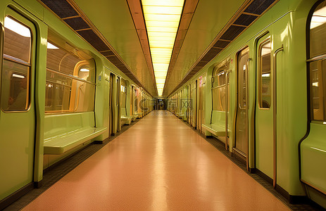 绿色和黄色的地铁