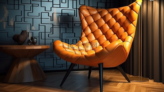 豪华软椅，配有绗缝内饰，采用 3D 创建的夜间内饰
