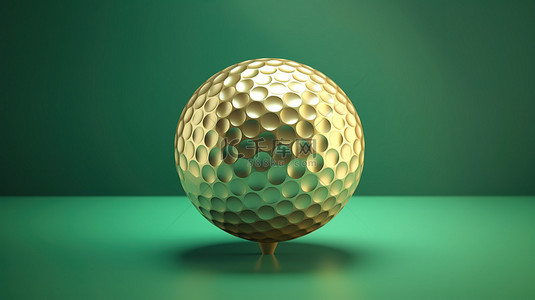 闪闪发光的高尔夫球会徽 3D 渲染社交媒体图标与潮水绿色背景
