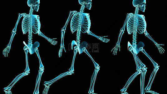 骨骼的四角 3d 渲染图描述其结构的说明性医学图