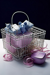 老鼠小偷背景图片_带着老鼠和一篮子礼物