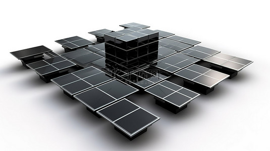 太师椅黑白背景图片_时尚的黑色单晶太阳能电池板系统，具有未来派设计 3D 渲染