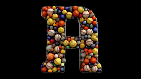 形成字母 h 字体的运动球的 3d 渲染