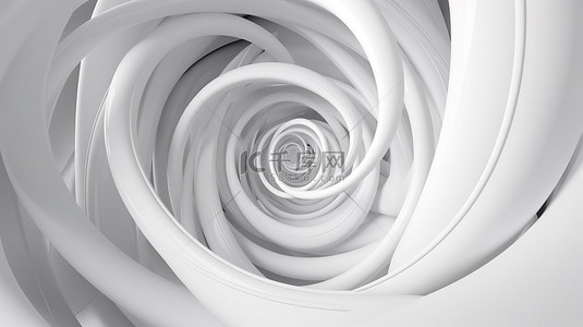 超现实漩涡在干净的白色背景上扭曲无限的迷人 3D 插图