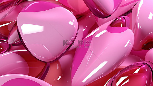 k变形背景图片_变形的粉红色光泽形状抽象插图的 3D 渲染