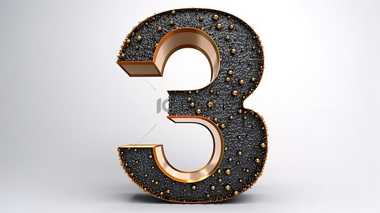 3 在白色背景黑色哑光 3d 数字呈现铜点纹理