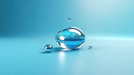 简约背景下水滴的运动 3D 渲染的简单性