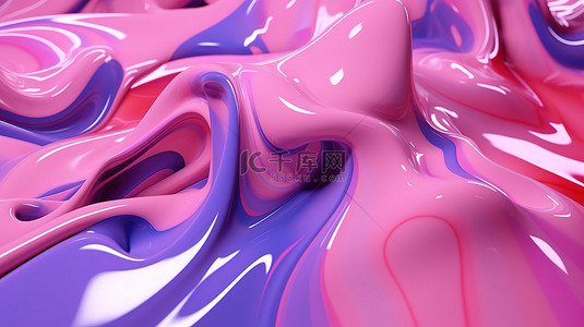 抽象多彩流体背景图片_令人惊叹的 3D 渲染抽象人物，具有粉红色液体般的外观