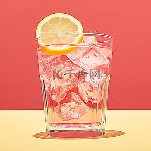 透明玻璃杯中的柠檬片饮料