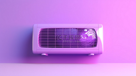 紫色背景与空调室外机的 3D 渲染