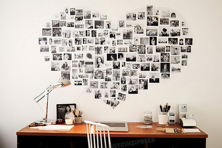 办公镜子背景图片_家庭办公室办公桌上的照片墙装饰