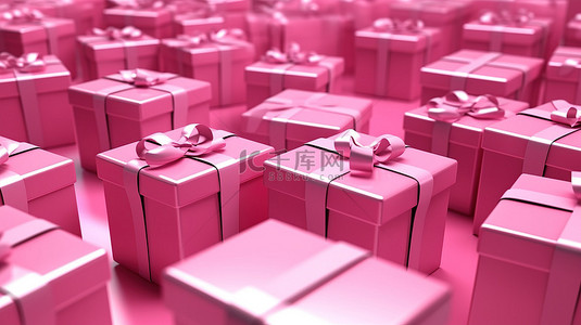 3d 粉色礼物盒插图