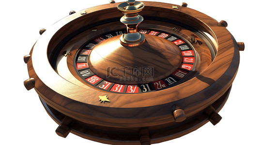 奢华黑色背景背景图片_以 3D 隔离呈现的金色木质赌场轮盘赌