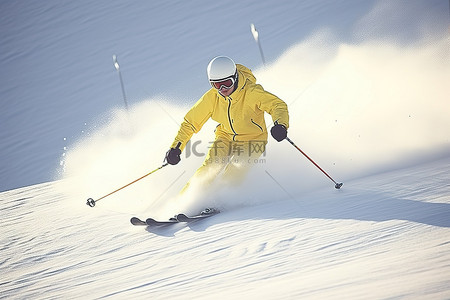 冬天的滑雪背景图片_一个在这个斜坡上滑行的滑雪者
