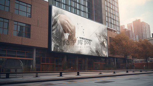 户外环境中大型街道广告牌的 3D 渲染