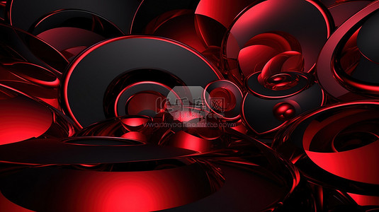 使用 3d 渲染创建的红色和黑色抽象背景