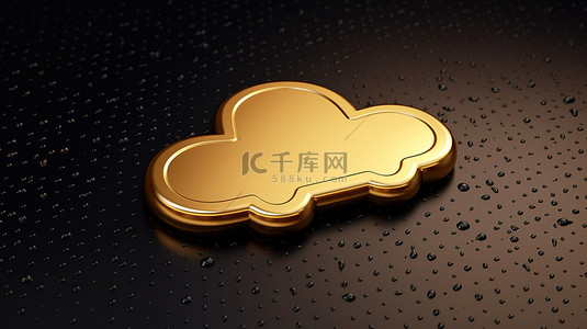 雨云图标 3d 在哑光板上以金色色调呈现社交媒体符号