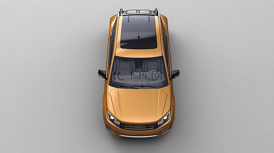 用于建筑景观设计的运动 SUV 的顶视图 3D 渲染