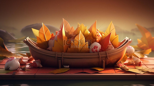 卡通端午小粽子背景图片_端午习俗粽子美食
