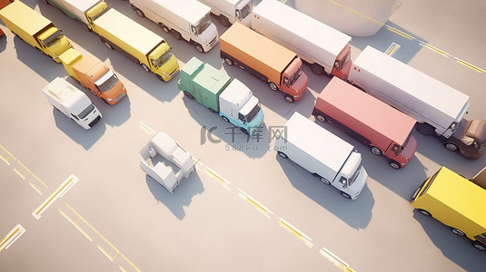 国际物流海报背景图片_国际航运系统与货运卡车和交付的插图