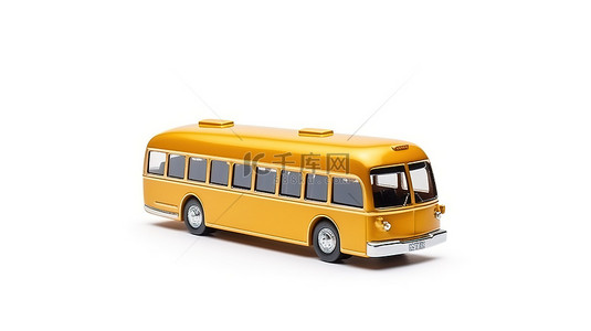 交通工具符号背景图片_简化的巴士旅行图标，代表一次旅行，在 3D 渲染中的白色背景上显示为独立的表情符号