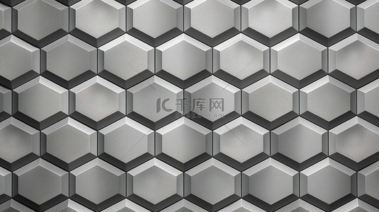 网字艺术字背景图片_现代六角形瓷砖设计墙体纹理无缝灰色图案 3D 渲染