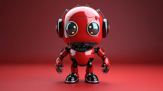 火红色的 3D 机器人插图