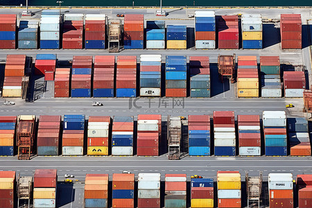 港口航拍背景图片_集装箱船的航拍图像