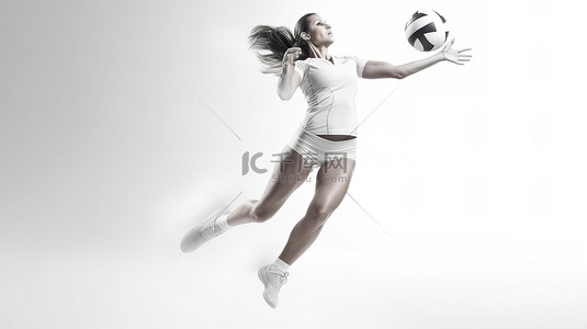 运动服白色背景图片_白色背景 3d 渲染中的排球运动员女运动员