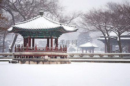 冬天古建筑背景图片_雪中​​冬天西光庄的宝塔