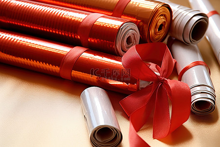 圣诞包装卷和丝带
