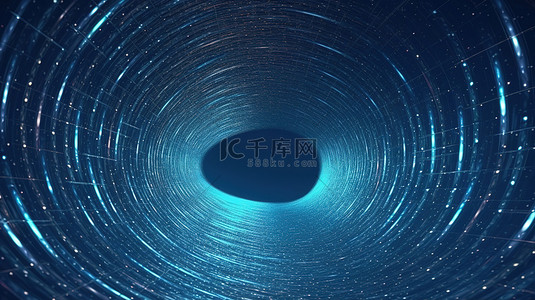 虫背景图片_具有波浪粒子流的深蓝色虫洞动态线框隧道的未来 3D 渲染