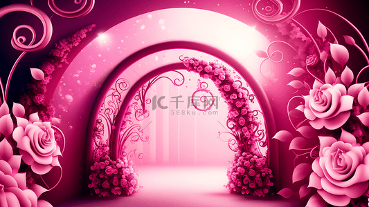 婚礼拱门背景图片_婚礼拱门装饰粉色背景