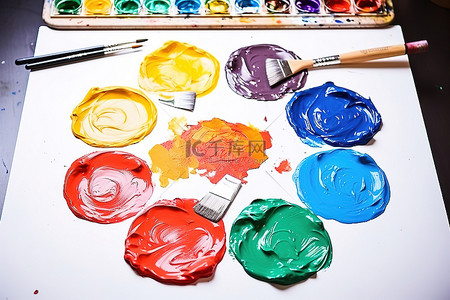 油画刷子背景图片_画笔在素描本上涂上各种颜色的颜料