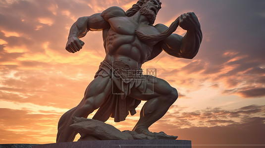 赫拉克勒斯背景图片_3D 渲染王朝赫拉克勒斯的日落视图