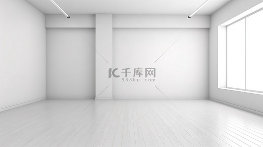 石板墙壁背景图片_空白的石板一间白色的房间，在 3D 模型中有充足的复制空间
