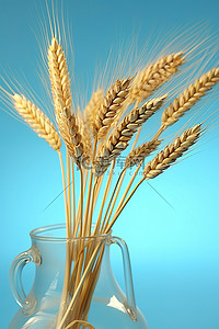 透明花瓶里的成熟小麦