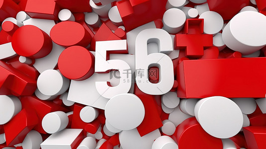 白色和红色销售横幅背景的 3d 插图