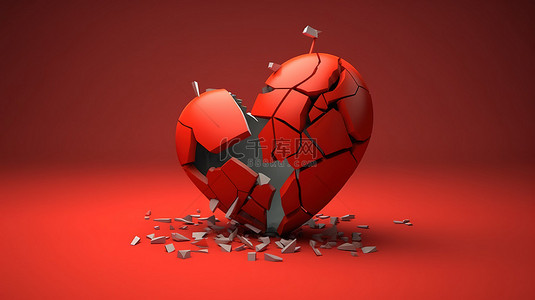 心碎分裂和离婚的插图 3D 概念