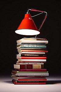 一摞书书背景图片_灯顶上的一摞书