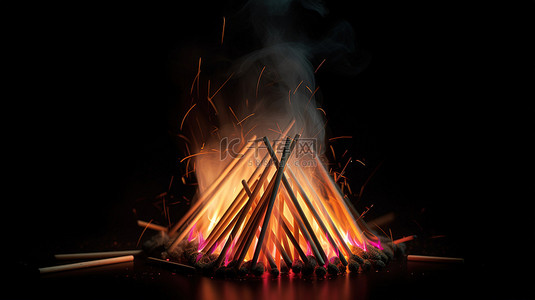 卡通爆炸火背景图片_3d 渲染中充满活力的照明三角形和炽热的火焰