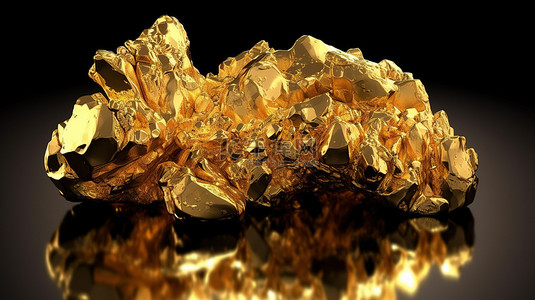金石可镂背景图片_3d 渲染中的纯金块