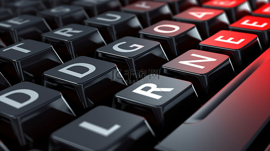 按钮加载背景图片_电脑键盘的 3D 渲染，带有“下载”一词，非常适合商业和金融概念
