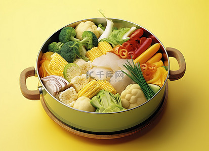 火辣椒背景图片_一个碗，里面装满了蔬菜和食物