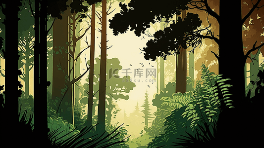 树林草丛插画背景