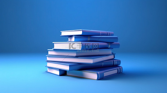样机书籍样机背景图片_蓝色背景上的蓝色书籍的 3d 渲染
