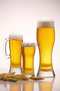 白色玻璃背景图片_白色背景中白色玻璃的啤酒杯