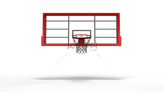 白色背景上篮球篮板的 3d 插图