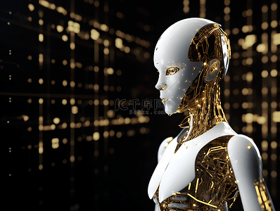 高科技机器人数据背景图片_计算机代码人工仿生机器人高科技广告背景